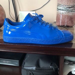 Mens All Blue Patent Leather Pumas